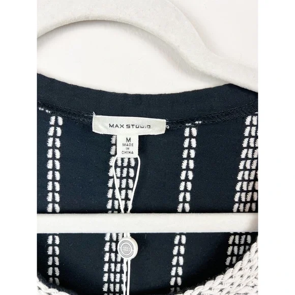Max Studio Black And White New Braided Knit Detail Stripe Sleeveless dress - Picture 4 of 8